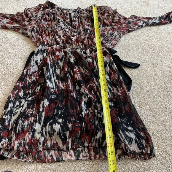 Max Studio red black tan LS dress Sz L - Picture 11 of 11